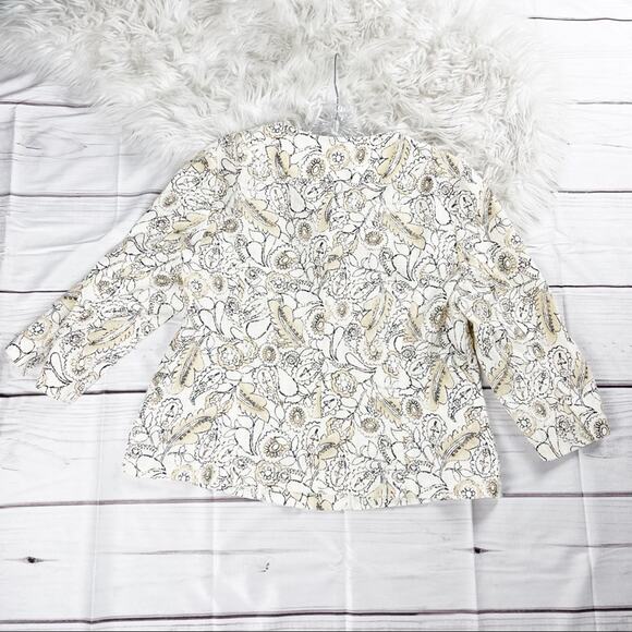 J. Jill Women's Floral Print Linen Blend Long Sleeve Blouse Size Large - Picture 5 of 5